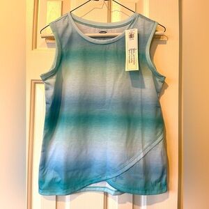 Old Navy Asymmetrical White and Blue Tank Top